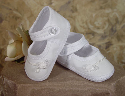 Girl Shoes - Cotton Batiste Shoe Accented with tiny braid