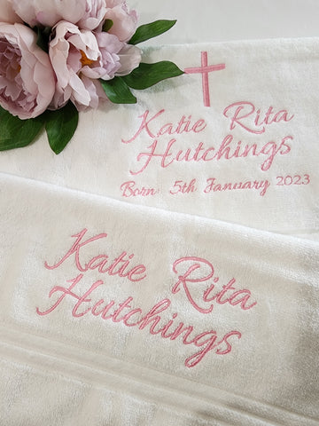 Christening towel sets with embroidery