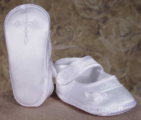 Girls Satin Shoe with Celtic Cross and Rosette