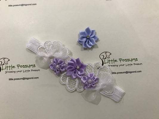 Bows Diamante Flowers And Vintage Lace Headband
