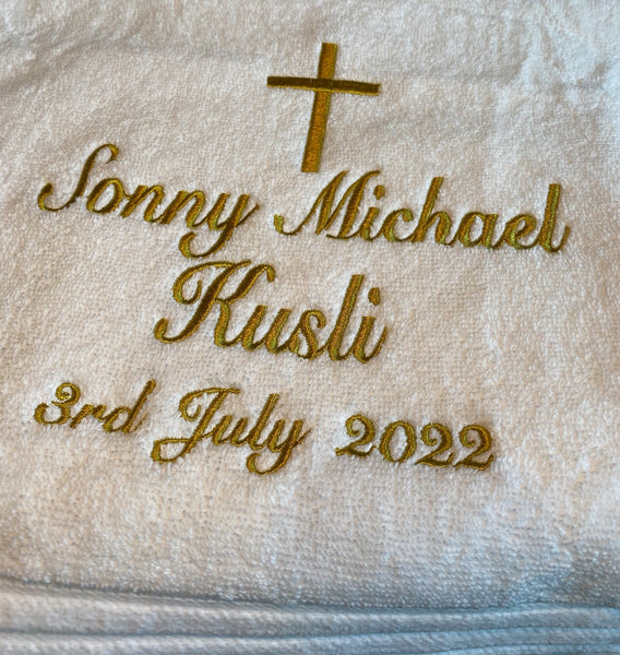 Christening towel sets with embroidery