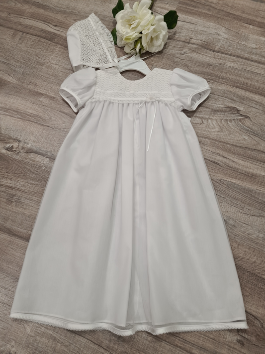 Tricot Overlay Christening Baptism Gown - Size 18m